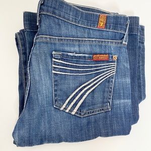 7 for all Mankind 7FAMK size 25 Dojo Flare Jeans blue 32” inseam